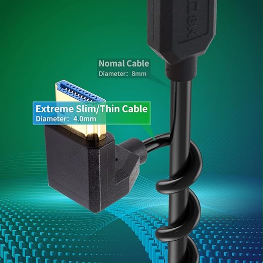 Duttek 8K HDMI 90 Degree Adapter 1Ft/30cm,[48Gbps, Extreme Slim/Thin ] Down Angle HDMI Male to Female Cable Support 8K@60Hz 4K@120 7680P for TV, Laptop, Projector, Monitor, Xbox