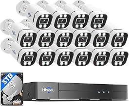 Hiseeu 16CH 3K Wired Security Camera System,16PCS 5MP CCTV Cameras
