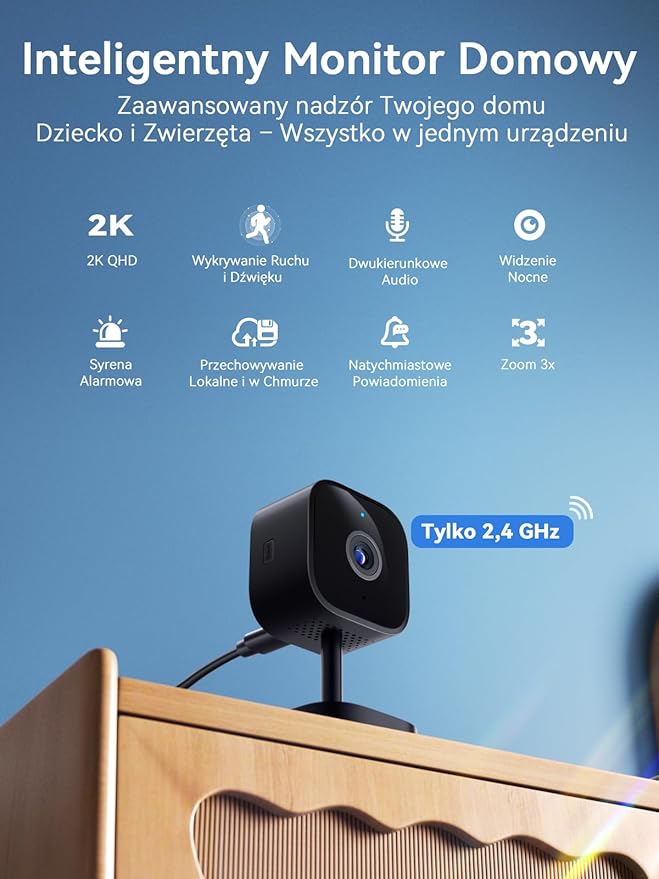 Outinput Indoor Security Camera, 2K WiFi Home Camera for Baby Monitor/Pet/Dog, Motion Detect, Night Vision, 2-Way Audio, Instant App Alerts, Cloud & Local Storage, Share to Family (Black)