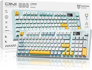 Tri-Mode Wireless Keyboard, BT/2.4G/Wired, Silent Membrane, RGB Backlit, Display Screen & Multimedia Knob, 94 Keys PBT Keycaps for PC Home Gaming Office Use