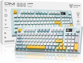 Tri-Mode Wireless Keyboard, BT/2.4G/Wired, Silent Membrane, RGB Backlit, Display Screen & Multimedia Knob, 94 Keys PBT Keycaps for PC Home Gaming Office Use - Image 1