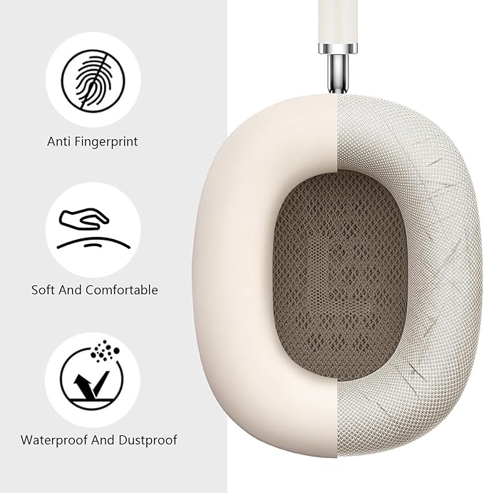 Filoto Case for Airpods Max Headphones,Ear Pad Case Cover/Ear Cups Cover/Headband Covers for AirPods Max (USB-C/Lightning)(2024/2020),Silicone for Apple Airpod Max,Accessories Cases (Stone)