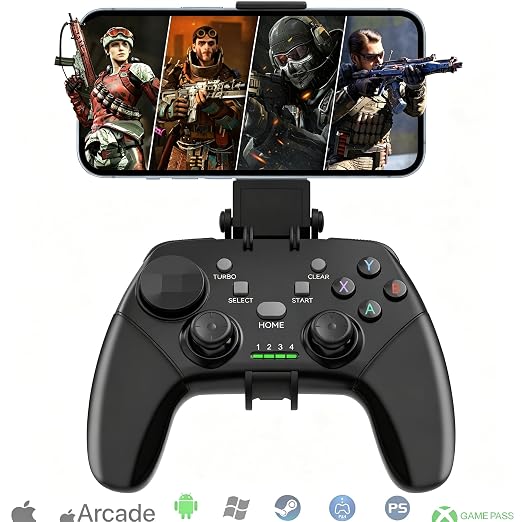 Megadream Wireless Mobile Gaming Controller Gamepad for iPhone/Android/iPad/PC/Switch/PS4/iPad Joystick with Phone Holder, Supported Cloud Game, Streaming on PS5/X-box, Turbo, Direct Play, iPhone 17