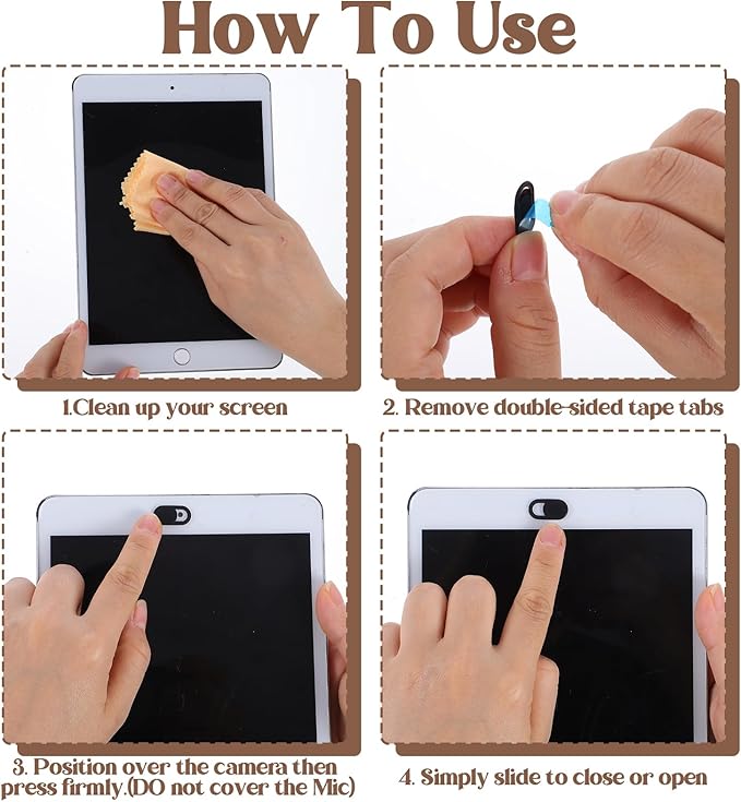 cobee 40 Pcs Webcam Cover, Laptop Camera Cover Slide Universal Camera Privacy Covers Slide Ultra-Thin Webcam Covers for Phone Computer Laptop Pad Protecting Privacy Security(Black)