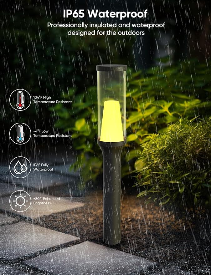 APPECK Pathway Lights Outdoor 800LM, RGBCW Low Voltage Landscape Lighting, Smart APP and Alexa Control, IP65 Waterproof, Color Changing Walkway Lights for Garden, Yard, Patio, Christmas, 4 Pack