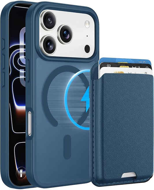 Magnetic for iPhone 17 Pro Case with Detachable Wallet, Compatible with MagSafe, Credit Card Holder with Slim Shockproof Protective Phone Cover, Deep Blue