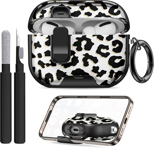 for AirPods Pro 3 Case (2025) with Phone Stand & Cleaner Kit, Cute Soft Silicone Cover for AirPods Pro 3rd Genera case with Keychain for Women Men with Keychain for Airpod Pro case(2025)