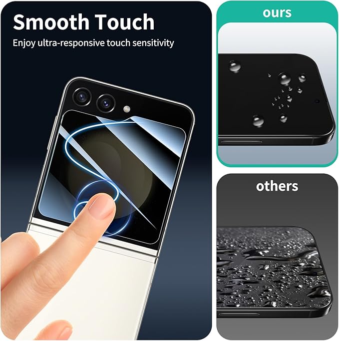 Privacy Screen & Camera Lens Protector for Samsung Galaxy Z Flip5, Double Shatterproof Anti-Spy Tempered Glass, Private Black Protection, 9H Hardness Anti-Scratch Case-Friendly, 3 Pack Each