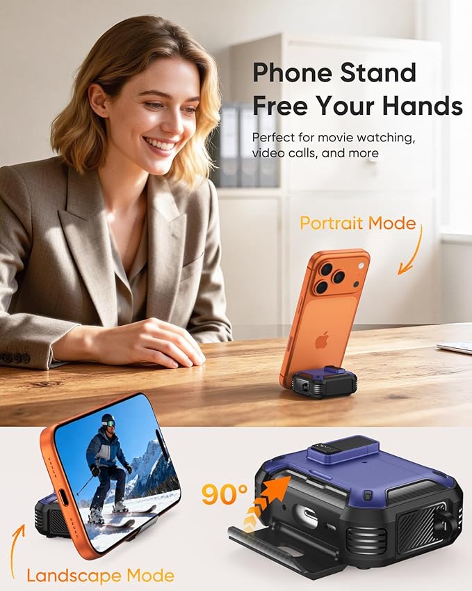 MoKo for AirPods Pro 2 Case with Lock - Compatible with MagSafe, Phone Stand & Auto Pop-up for AirPods Pro 2nd/1st Generation Case, Military-Grade Protective Cover with Cleaner Kit, Dark Blue+Black