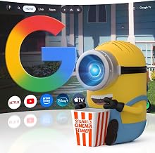 [Official Google TV] Smart Projector with Wifi and Bluetooth, Room Projector 4K Support and DoIby Audio, Auto Focus, O.B.E. M3 Video Projectors Built-in Official Apps, GoogIe Voice - Image 1