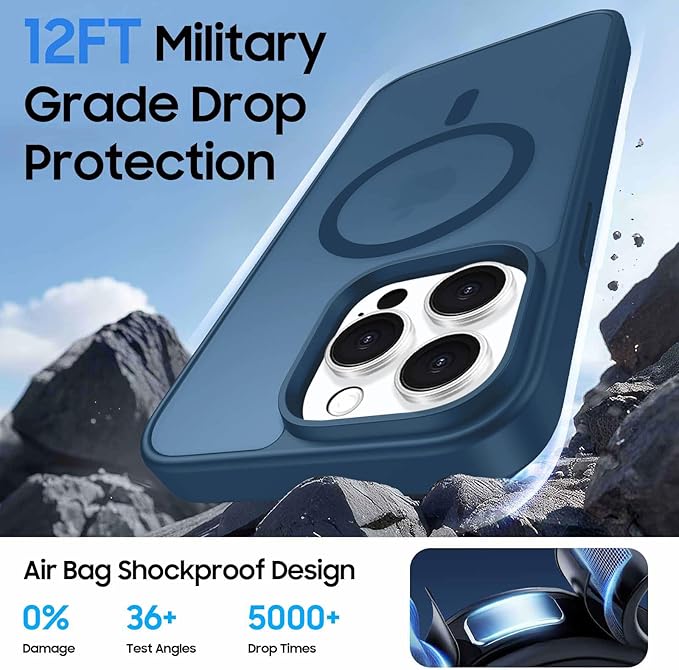 Magnetic for iPhone 16 Pro Case with Detachable Wallet, Compatible with MagSafe, Credit Card Holder with Slim Shockproof Protective Phone Cover, Deep Blue