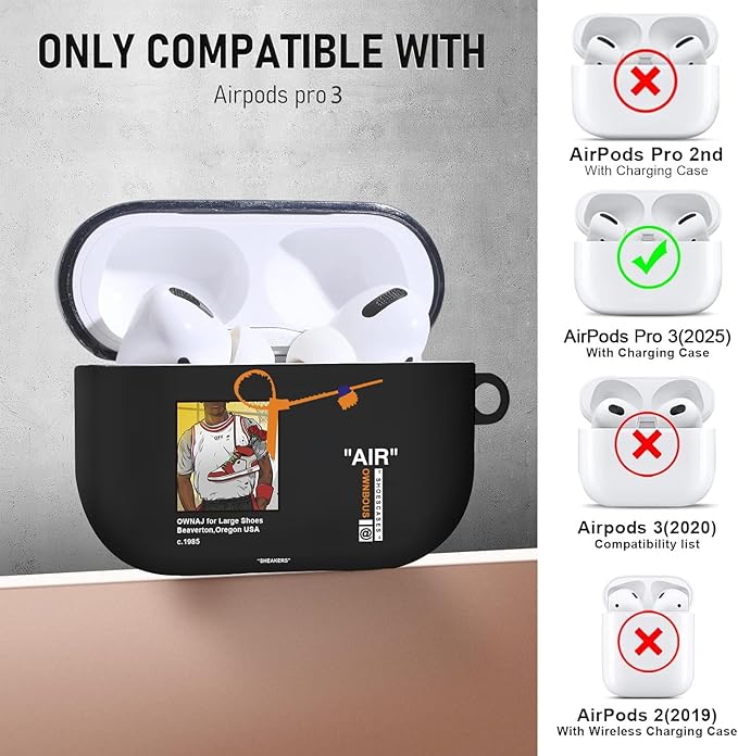 Compatible Airpods Pro 3 Case(2025),Cool Design Shoe Print Soft Silicone Protective Cases for Apple AirPods Pro 3rd Generation Case,Airpod Pro 3 Cover with Lanyard & Keychain for Men/Boy