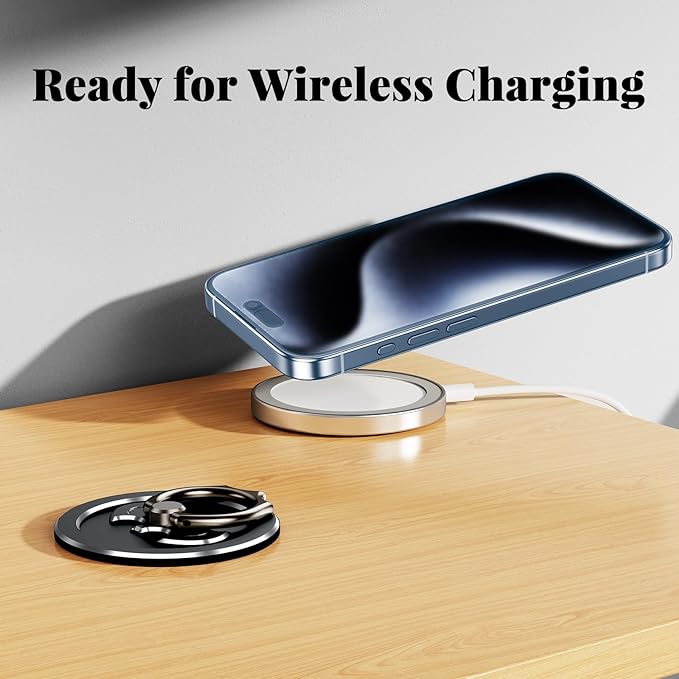 Bat Magnetic Cell Phone Ring Holder, Metal Phone Grip for Magsafe, 360 Degree Rotation Finger Ring Stand, Cell Phone Kickstand for iPhone 16/15/14/13/12/Smartphones (P111 Black)