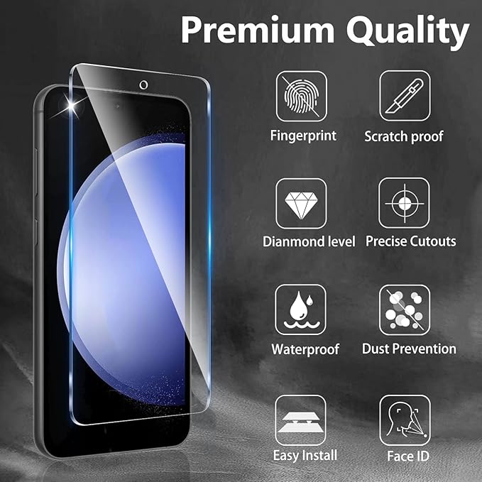 3 Pack Screen Protector Designed for Galaxy S23 FE with 3 Pack Tempered Glass Camera Lens Protector,Ultra HD Clear,9H Hardness,Easy Install - Case Friendly,Scratch Resistant