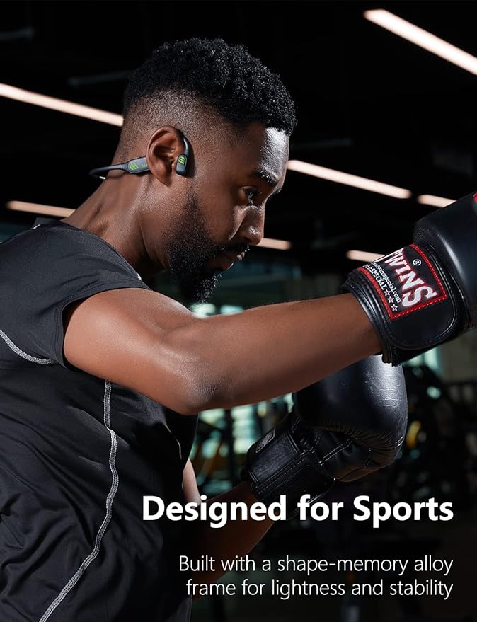 klatre Open Ear Headphones Wireless Bluetooth 【2023 Version】 Bone Conduction Headphones for Workouts/Walking/Jogging, Sweat Resistant, Water Resistant, Headset for Music/Audio Books/Podcast - Olive