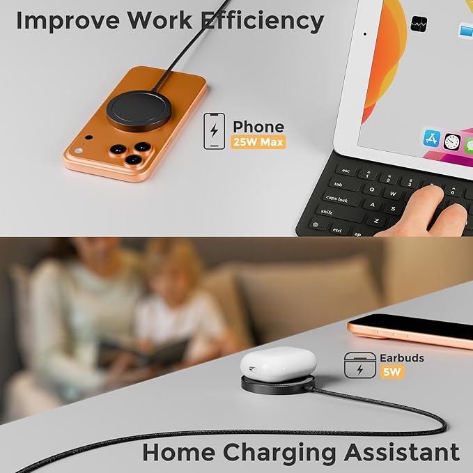 25W Magnetic Wireless Charging Pad: Qi2.2 Qi2 MagSafe Fast Charger for iPhone Air 17e 17 16 15 14 Pro Max, Samsung Galaxy S26 S25, Google Pixel 10 & AirPods, Gift Ideal for Desk Travel (Black, 1 Pack)