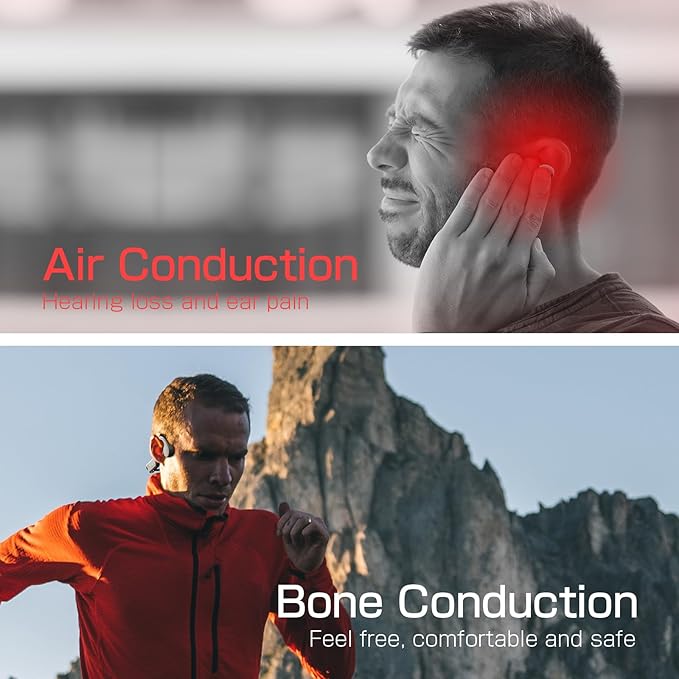 Bone Conduction Headphones, Open-Ear Bluetooth Wireless Earphones with Mic, 8H Battery Life, Waterproof for Running, Cycling & Training