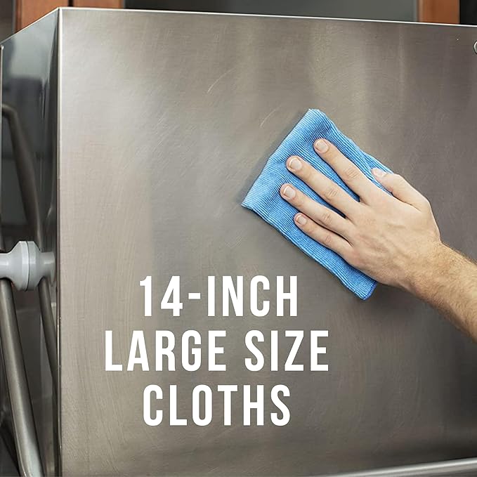 TASKI Diversey D7524120 MyMicro Commercial Microfiber Cleaning Cloth, Bulk Cleaning Towels for Housekeeping - Reusable & Lint Free - Large 14 Inch x 14 Inch, Blue, Pack of 5