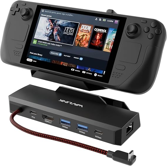 Steam Deck Dock, WAVLINK Gaming Dock, HDMI 2.1, Single 4K@144Hz, 100W PD in
