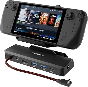 Steam Deck Dock, WAVLINK Gaming Dock, HDMI 2.1, Single 4K@144Hz, 100W PD in