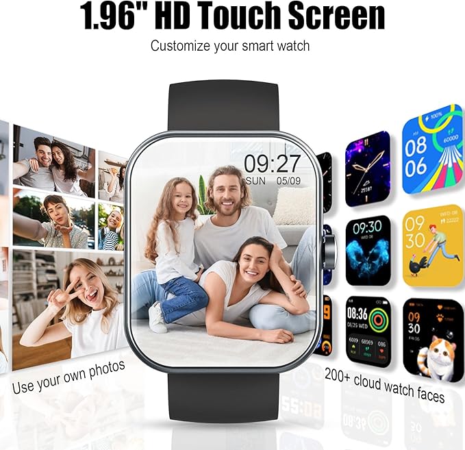 Smart Watch for Men Women, 2026 Release (Answer/Make Call) 1.96" HD Fitness Tracker Running Watch,IP68 Waterproof, Pedometer,Step/Sleep/Heart Rate Monitor,110+ Sport Mode Smartwatch for Android Phone