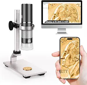 4K Microscope with Professional Stand for iPhone Android PC, 50-1000X Digital USB Microscope Endoscope HD Camera for All Cellphones iPad Android Tablet Windows Mac Chrome Linux