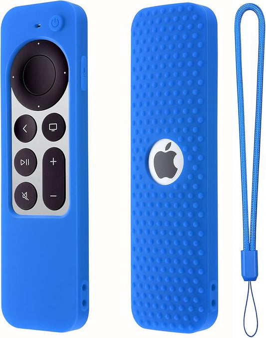 Hi Color Silicone Case for Apple TV Siri Remote (2nd Gen) 2021/2022, Soft Rubber Cover with Lanyard, Sky Blue