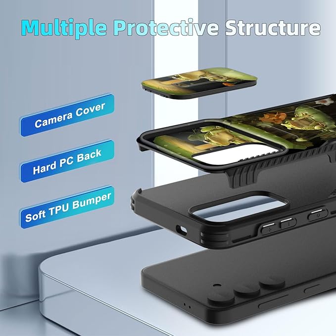 for Galaxy S25 Plus Case Built in Slide Camera Lens Cover,Heavy Duty Shockproof Protection Dual Layer Case for Samsung Galaxy S25 Plus 6.7" 2025,Cute Frog Mushroom