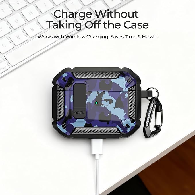 for AirPods Pro 2 Case for AirPods Pro2rd Gen | Full Drop Protection with Carabiner Keychain | Cute AirPods Pro 2st/1nd Generation Case for Men Women
