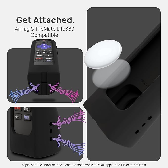 GripStand™ Roku Voice Remote Cover: Stand Up Design, Enhanced Grip, Silicone Case: Fits TV Streaming Stick Plus 2025 4K/HD/HDR, Compatible with AirTag and TileMate, 2 Pack Black + Red by 73&Sunny