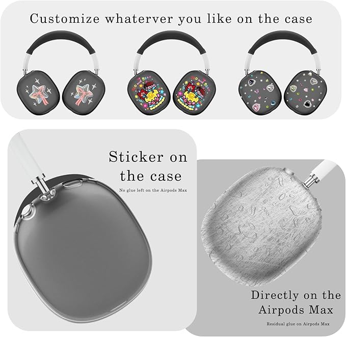 for AirPods Max case Cover,Anti-Scratch Ear Pad Case Cover/Ear Cups Cover/Headband Cover for AirPods Max. Clear Soft TPU and Silicone,Skin Scratch Proof.