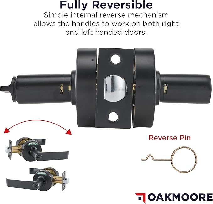Commercial Door Handle Lock, Bathroom Locks for Home Doors, Vacant Occupied Bathroom Restroom Door Handles, Privacy Lock, Occupied Door Handle (Black)