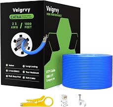 Cat 6a Ethernet Cable 1000 ft Bulk, 23AWG 550MHz Solid CCA UTP Cat 6a Cable with 60 Rj45 Connector, High-Speed Internet Cable Gaming Network LAN Cable for Cameras, Computers - Blue - Image 1