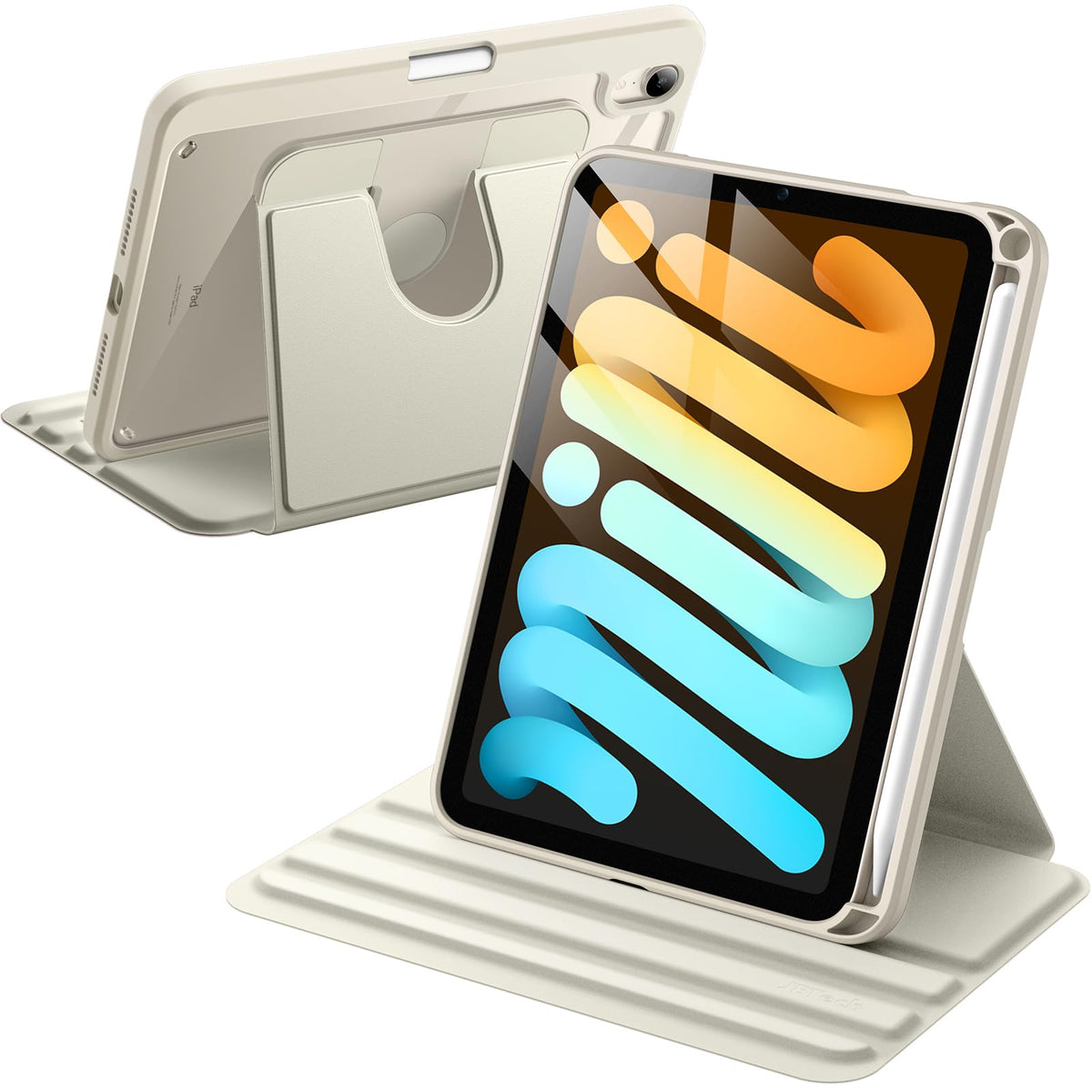 JETech 360° Rotating Case for iPad mini A17 Pro/6th Gen, Starlight - Image 1