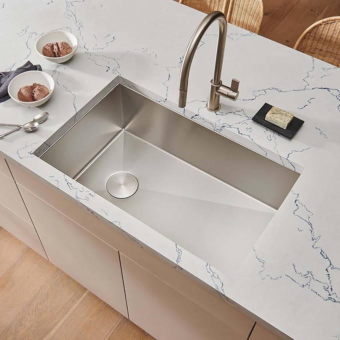 Ruvati 27-inch Slope Bottom Offset Drain Undermount Kitchen Sink Single Bowl - RVH7470