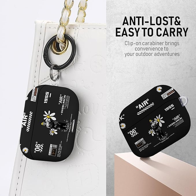 for Airpods Pro Case, Cute Cool Cartoon Character Pattern TPU Soft Cases for Airpods Pro Case 1st Gen, Shockproof for Airpods Pro 2019 Case Men Women with Cleaner Kit & Keychain