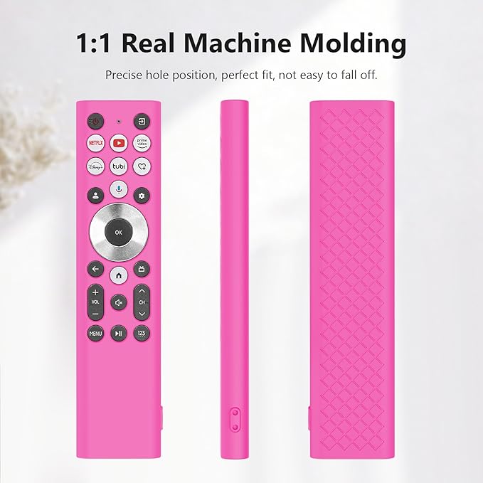 LEFXMOPHY Cover for ERF6A80 ERF6G80H ERF6F80H Voice Remote for 2024 Hisense U6 U7 U8 U9 Series 4K Google Smart TV Case Silicone Protective Skin Glow in Dark - Pink