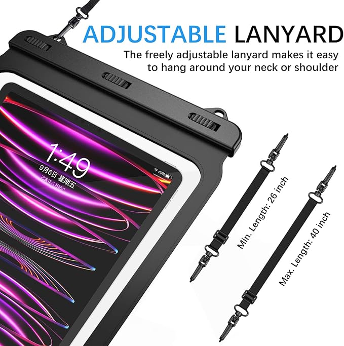 Universal iPad Waterproof Case Dry Bag Pouch for iPad Pro 12.9" 6th/5th/4th/3rd Gen iPad Pro 11" iPad 11th A16 iPad Air 6/5/4 10.9" Galaxy Tab S10+ S9+ S8+ Galaxy Tab S10/S9 FE+