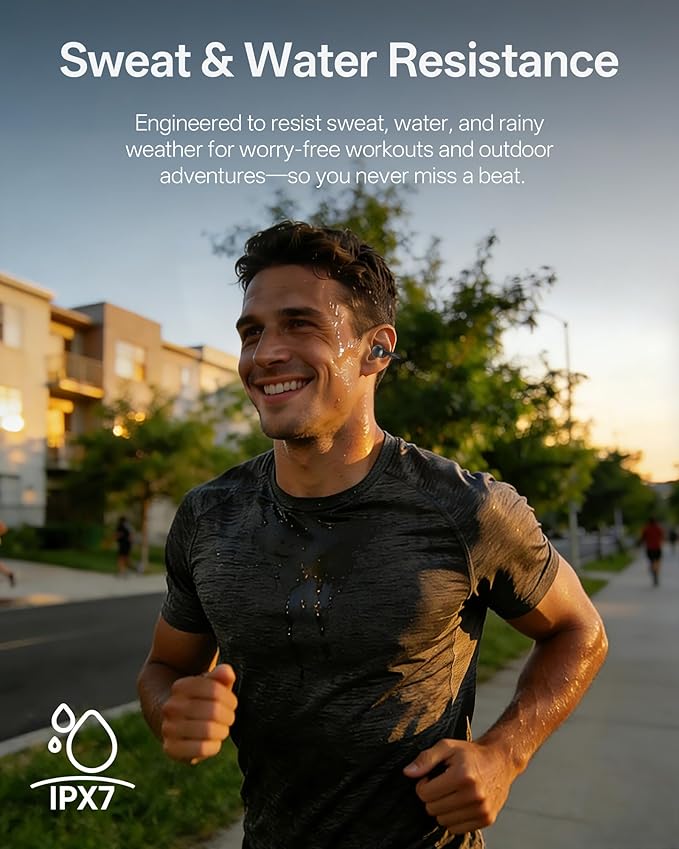 Clip On Earbuds, Open Ear Earbuds Wireless Bluetooth, Ear Clip Bluetooth Headphones for Running Sport, Lightweight Comfort, Secure Fit for Small Ears, Ultra Clear Calls with Mics, Waterproof, 40H Play