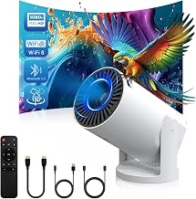 Wireless Mini Projector with WIFI 6 and 5G, 4K 1080P Support Portable Projector 180° Rotatable. 17"-140" Screen Video Projector. Compatible for Smartphone, Laptop, PC. - Image 1