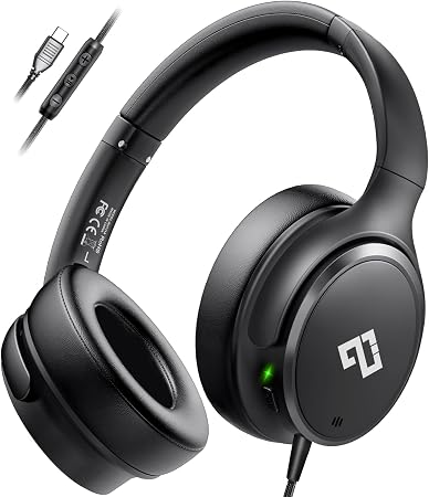 USB C Wired Headphones Active Noise Canceling Headphone Over Ear-Black