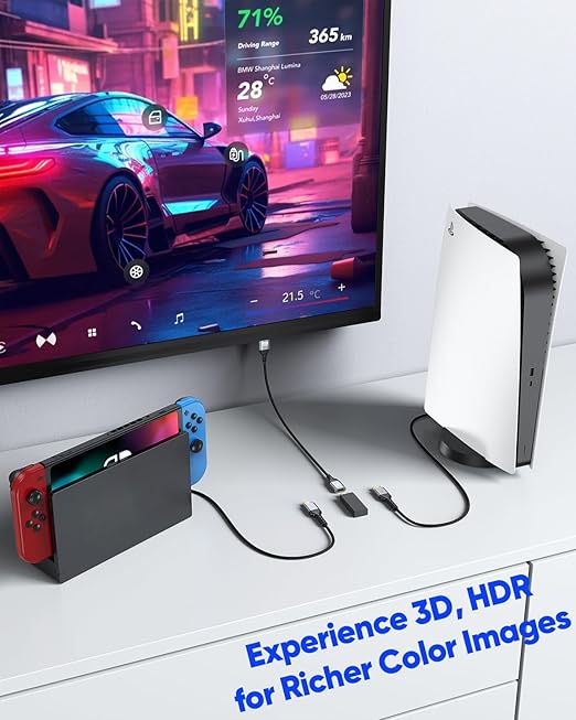 4K HDMI Extension Cable 10 FT HDMI Extender, HDMI Male to Female Adapter Cord 4K@60Hz, 2K, 1080P, ARC, HDR, 3D Compatible with Laptop, HDTV, Monitor, Roku, Fire TV Stick, Xbox, PS5/PS4