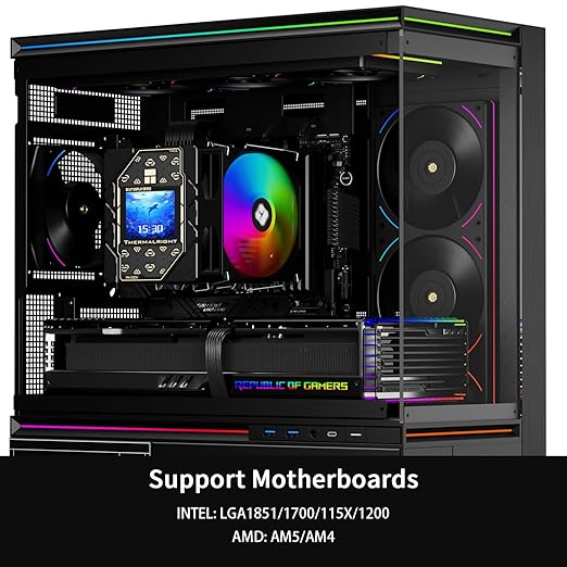 Thermalright Peerless Assassin 120 Vision ARGB Black CPU Cooler, PC Cooling 6 Heat Pipes, 2.8’’ Magnetic Display Screen with 320x240 Resolution,for AM4/AM5 and Intel LGA1700/1851