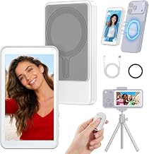 Selfie Monitor Screen for iPhone & Android - Magnetic Vlog Selfie Mirror for Phone Back Camera - Remote Control Screen Mirroring Rear Camera - Image 1