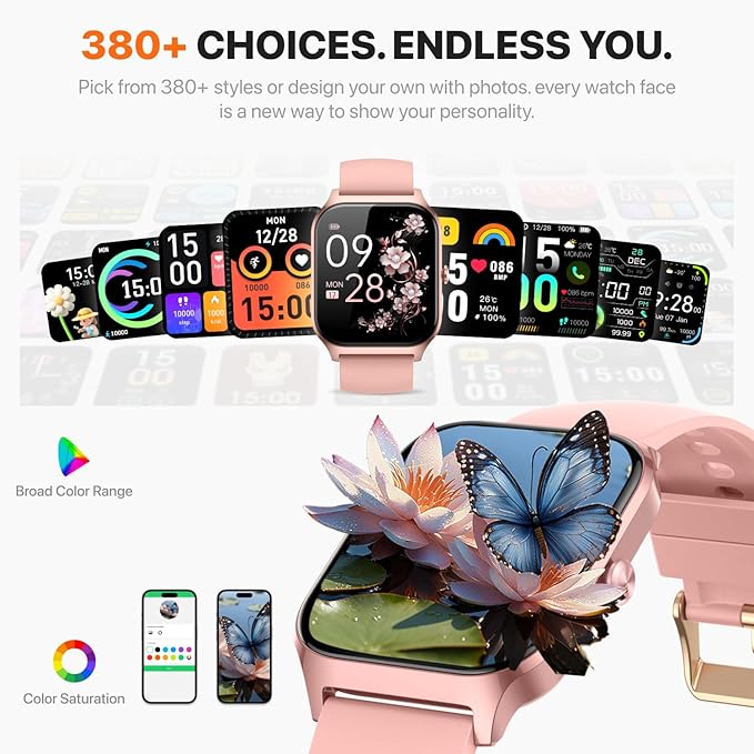 Smart Watch for Women Men,(Answer/Make Call) 1.83'' HD Fitness Activity Tracker Smartwatch for Android iPhone iOS Compatible,IP68 Waterproof Step Counter with Sleep Monitor (Modern, Pink, 1.83)