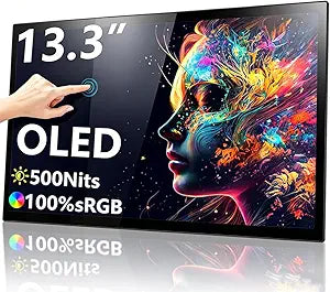 13.3-Inch OLED Portable Monitor Touchscreen, 1080P HDR 500-Nit Display
