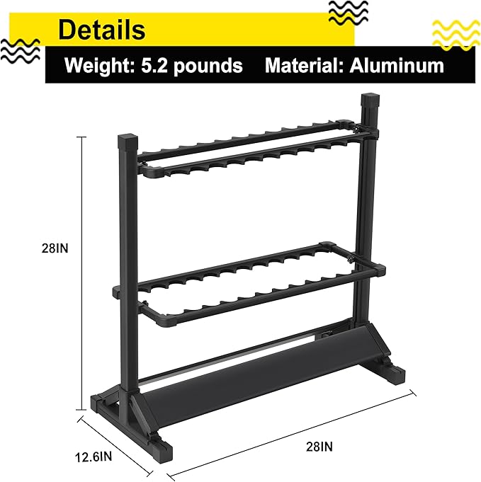 Fishing Rod Holders,Fishing Pole Holders,Fishing Rod Rack,24 Slots to Hold Rods & Reel Combo,Lightweight Aluminum Vertical Fish Pole Garage Storage with Wheels (Black)