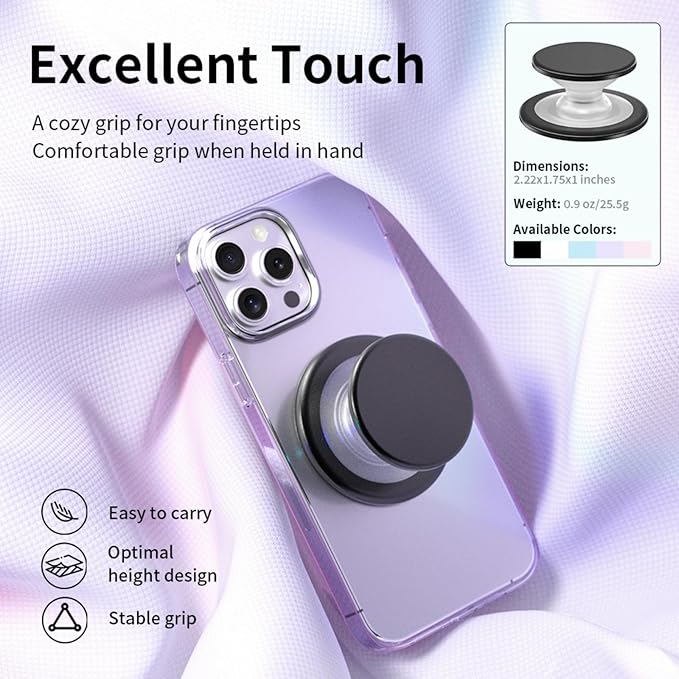 for Magsafe Phone Grip, Magnetic Phone Grip Holder, Magnetic Collapsible Expandible Mobile Phone Grips Stand Holder for iPhone 16 15 14 13 12 Series, Transparent Blue