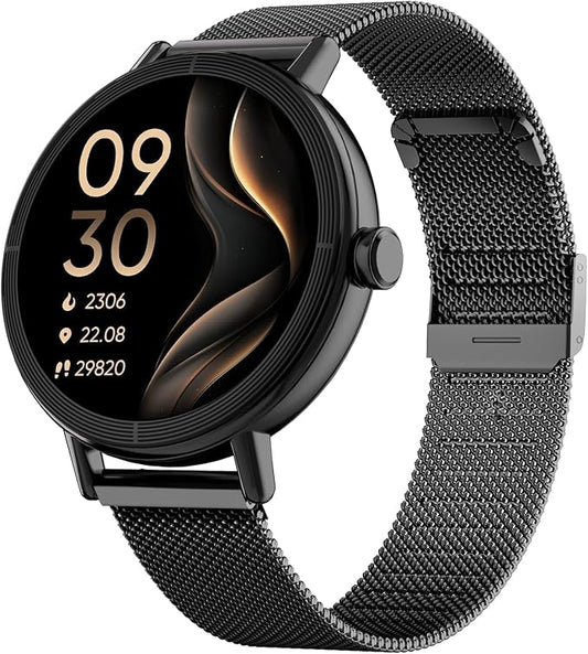 TOOBUR Smart Watch for Men Women with Two Bands, 40mm HD Smartwatch, Compatible with Android & iOS, Answer/Make Calls, Fitness Watch with Step/Sleep/HR Tracker, IP68, Stylish Gift, Black