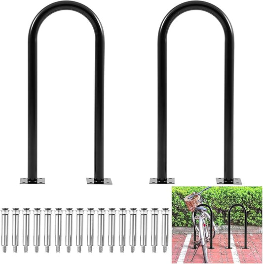 2-3 Bike Capacity U Bike Rack Commercial Bicycle Rack 33" L Heavy Duty Galvanized Steel Bicycle Organizer Ground Parking Stand for Outdoor Garages Streets Yards Parks Schools Sidewalks
